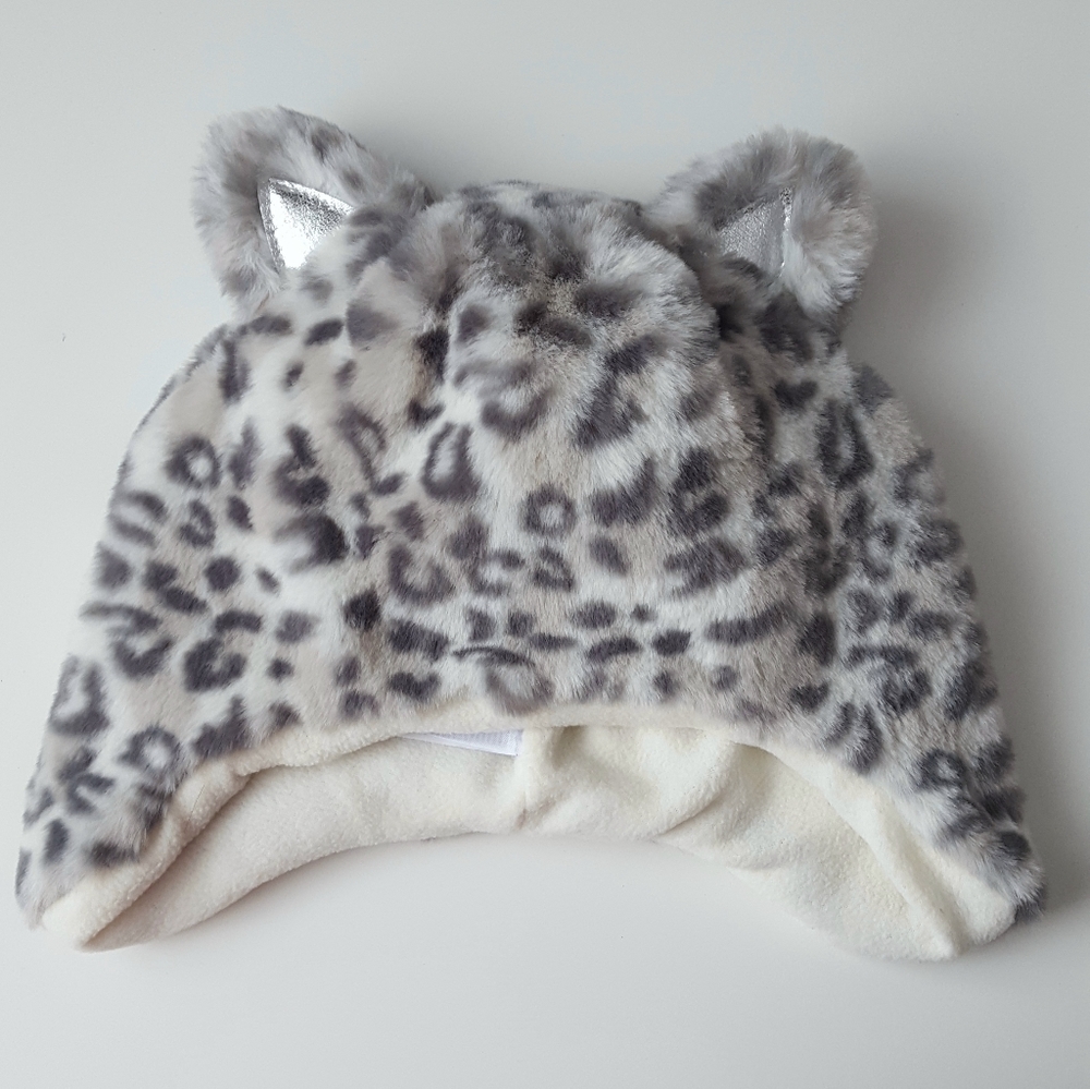 🆕️Kids Grey Leopard Faux Fur Hat